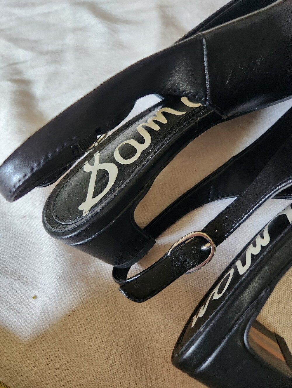 Sam Edelman Ronnie Black Leather Slingback Pointed Toe Heels Size 6 - Picture 6 of 7